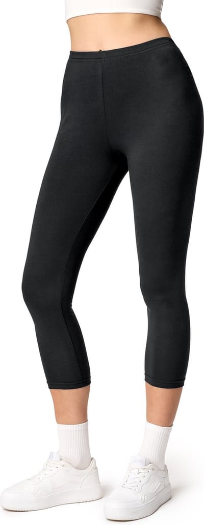Ladeheid LA-LA40-132-LE Dames Capri Leggings - Sport - Vrijetijdsbroek - 3/4 Lengte - Katoen - Sporbroek - Yogabroek - Zwart - XS