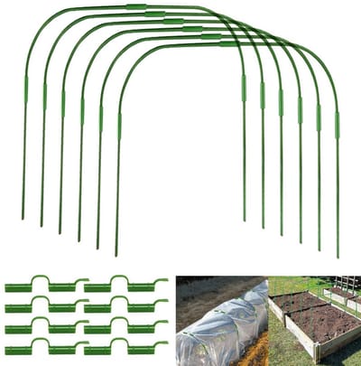 6 sets broeikashoepels voor verhoogde bedden, 35,4" x 31,5" DIY tuin hoepels, roestvrije kunststof gecoate metalen kweektunnel, tuintunnel rij cover hoepels kit, groeitunnel ondersteuningsframe voor