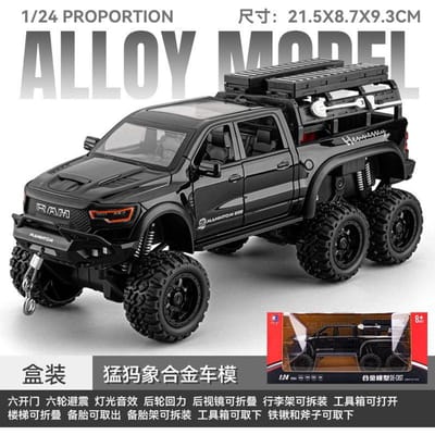 1:24 Dodge Hennessey Mammoth 1000 6X6 Getunede Overlanding Avontuurvoertuig Geluid & Licht Pull-Back Speelgoed Verzamelaarsobjecten Verjaardagscadeau