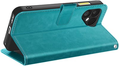 Mayaxess, Hoesje geschikt voor Fairphone 6 - Wallet Case met Koord & Standaard, Turquoise