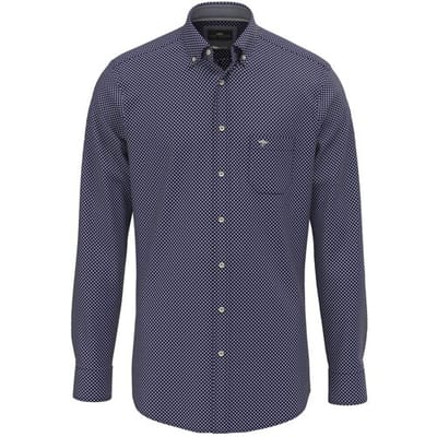 Fynch-Hatton Overhemd Allover Mini Pattern Flanel Misty Blue / male