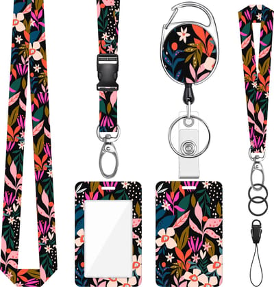 Nek en Pols Keycords met Uittrekbare Sleutelhanger & Badgehouder - Afneembare Lanyard - Trekkoord Badge Pashouder - Clip Keykoord - Intrekbare Houder voor Kaart/Sleutels - Universeel Telefoon, GSM Koord - Sleutelkoord/Nekkoord - Telefoonkoord Ketting
