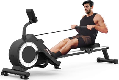 Roeitoestel voor thuis - Indoor roeimachine - Full-body training - 16-traps magneetweerstand - 170 x 40 x 70 cm - Donkergrijs