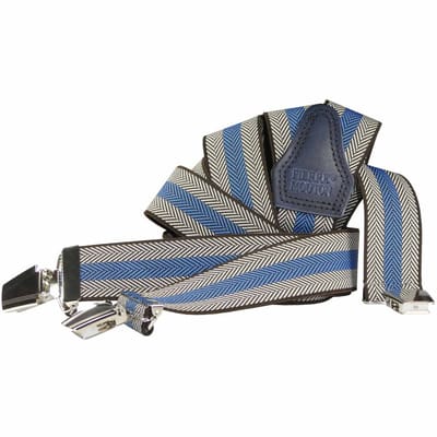 Pierre Mouton - Bretel - Volwassenen - Heren - Chevron - Bretel - Sterke clips - Lichtblauw - 120cm - 35mm - M - L
