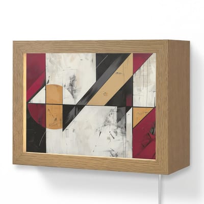 Wandlamp 20x15 cm - Oplaadbaar - Modern - Abstract - Geometrisch - Rood - Industrieel - Wandlampen binnen woonkamer - Slaapkamer lamp met kabel - Decoratieve nachtlamp - Vloerlamp snoer