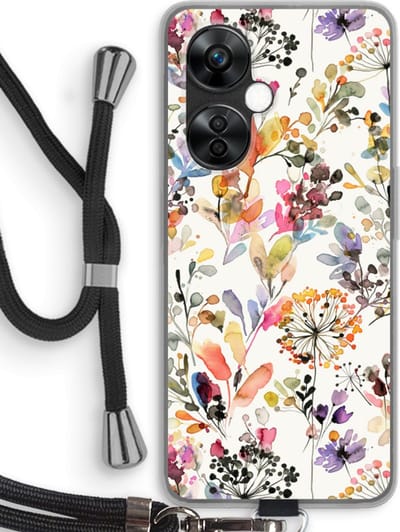 Case Company® - Hoesje met koord geschikt voor OnePlus Nord CE 3 Lite hoesje met Koord - Wilde grassen - Telefoonhoesje met Zwart Koord - Bescherming aan alle Kanten en Over de Schermrand
