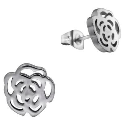 Aramat Jewels | Oorbellen | Roos Oorbellen 9x8mm – Tijdloos bloem Cadeau | Zilverkleur | |8mm | Staal | Kinderen, Volwassenen | Verkleurd niet