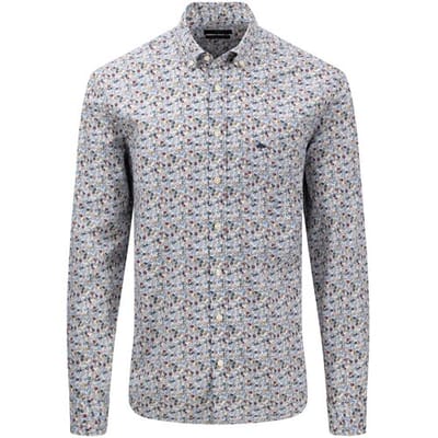 Fynch-Hatton Overhemd Colorful Fantasy Mini Fantasy Leaves Pattern Off White-Multi / male