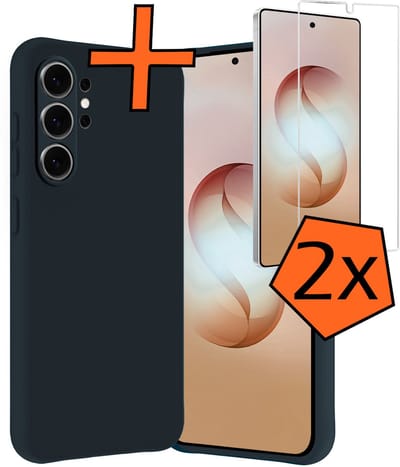 Hoes - Met 2x Screenprotector - Geschikt voor Samsung Galaxy S26 Ultra - Sterk & Shockproof - Back Cover - Siliconen Case - Telefoon Hoes - Donkerblauw