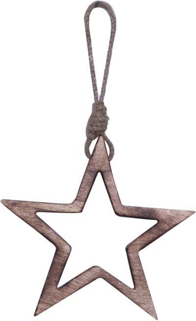 HOGEWONING BV - Houten Kerstboomhanger Ster 15 cm, Natuurlijke Decoratie
