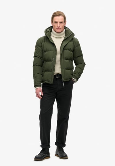 Superdry - Korte Everest pufferjas met capuchon - Heren - Gewatteerde jassen