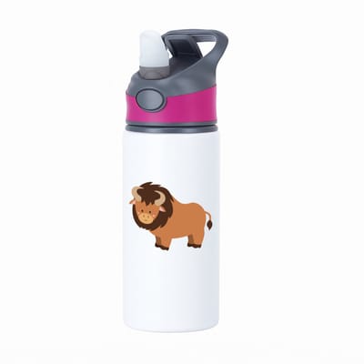 Hacebo® - Stieren waterfles met rietje roze - Stier - Dieren liefhebbers - Bizon - koeien - water fles - 650ML