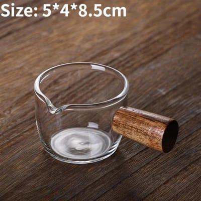 50/75/100ML Espresso Glazen Kop Houten Handvat Maatbeker Melk Latte Kan Koffie Benodigdheden Keuken Mok Drinkware Dubbele Bodem Glass Cup brown