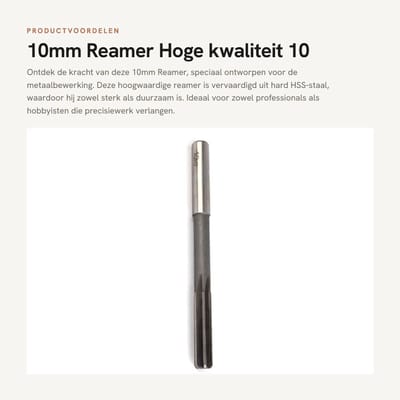 Dailygoods- Ruimer 10 mm HSS H7 - Duurzaam - Bewerking van staal/kunststof/hout - Schacht diameter 10 mm - Scherp snijden - Veel gebruikt voor boorbewerking - Boor