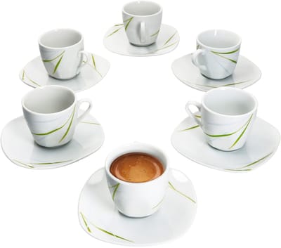 Set van 6 espressokopjes 10cl met espressoschotel 12,1cm Aviva