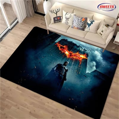 NR.5 DC Batman Thema Tapijt Nieuwe Release!Antislip Geluidsisolatie, Kleed voor Woonkamer Kinderkamer Kantoorruimtes, Duurzame Mat 150x200cm (59x79in)