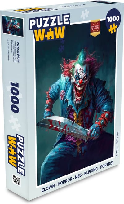 Puzzel Clown - Horror - Mes - Kleding - Portret - Legpuzzel - Puzzel 1000 stukjes volwassenen