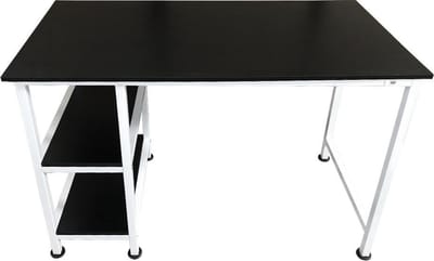 Bureau met opbergplanken - computertafel - 110 cm breed - wit zwart