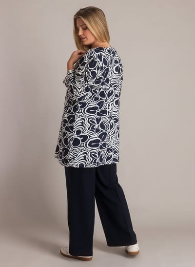 YEST CURVE Jovita Tops - Navy/Off White - maat X-0(44)