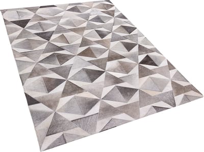 ALAKA - Laagpolig vloerkleed - Grijs - 160 x 230 cm - Koeienhuid leer