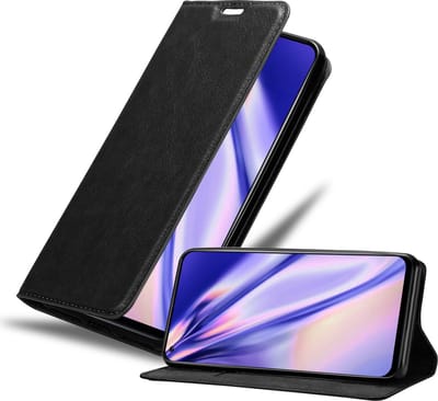 Cadorabo Hoesje geschikt voor Realme 8 5G / V13 / Q3 / Q3i / Narzo 30 5G in ZWARTE NACHT - Beschermhoes met magnetische sluiting, standfunctie en kaartvakje Book Case Cover Etui