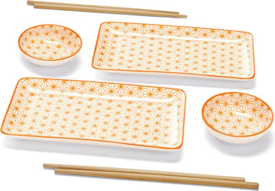ERNESTO Sushi-set 8 delig wit oranje -