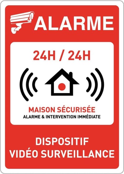 Waarschuwingsbord - Veiligheidsbord - Huisbewaking - Afgeronde hoeken - 15 x 21 cm - Rood