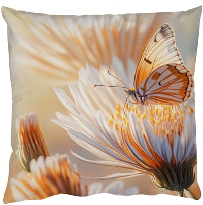 Sierkussens - Kussentjes Woonkamer - 50x50 cm - Vlinder - Bloem - Oranje