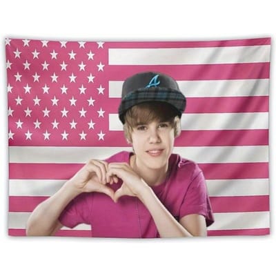 J-Justin-B-Bieber Amerikaanse Vlag Wandkleed Grappige Esthetische Sterren Banner voor College Slaapkamer Decoratie Wandhanger Cadeau met Haak Kit 40X60CM gray