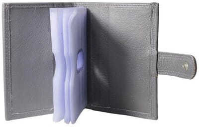 Pasjeshouder Uitschuifbaar – Grijs - Leer - Creditcard Houder - Muntgeld Ritsvak - Pasjeshouder Mannen