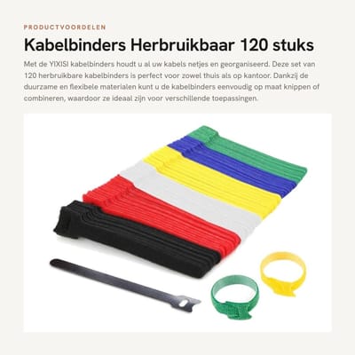 Dailygoods- Kabelbinders 120 Stuks - Herbruikbaar - Klittenband - Nylon - Organiseren - 6 Inch / 15cm