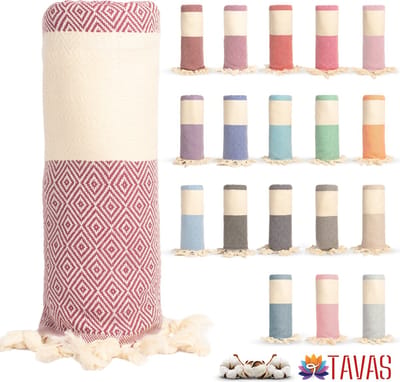 Tavas Hamamdoek Paars Strandlaken %100 Katoen XL Saunalaken 100 x 180 cm Badhanddoek Groot Douchelaken Dames Hotel Handdoek Pestemal Fouta Pareo Yoga Deken Heren