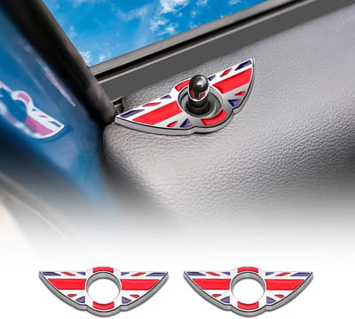 2 Stuks Auto Embleem Stickers met Deurringen en Pin Knoppen voor MINI Clubman Cooper R55 R56 R57 - Interieur Decoratie en Logo Bescherming