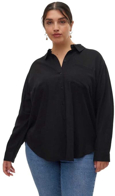 Vero Moda Curve Mymilo Overhemd Met Lange Mouwen Zwart 46 Vrouw