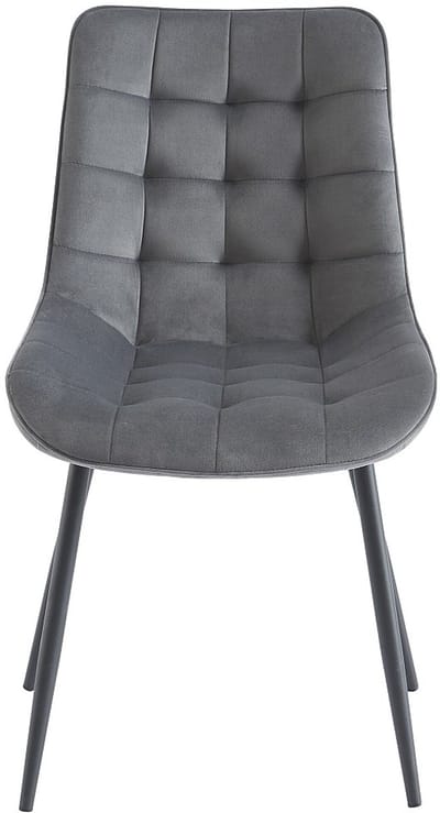 Vente-unique Set van 2 gestoffeerde stoelen - Velours en zwart metaal - Grijs - OLLUA