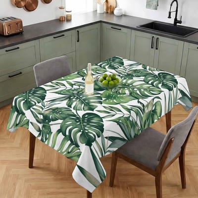 Nappe Rectangle Feuilles de Plantes Vertes Tropicales d'Été pour Décoration de Table Réutilisable Nappe de Table de Cuisine Salle à Manger Décoration de Mariage Fête 90x140cm