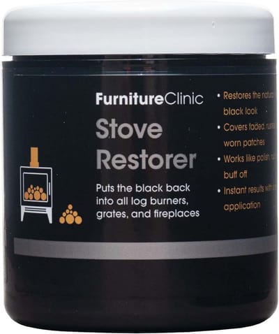 Kachel Zwart Herstellen 250ml – Herstelt Matzwarte Kleur & Verbergt Slijtage | Voor Houtkachel & Haard – Furniture Clinic - Kachel Restaurateur 250ml – Stove Restorer
