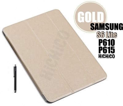 Samsung Galaxy Tab S6 Lite 10.4” (SM-P610 / SM-P615), HiCHiCO Tablet Hoes met Stylus Pen, draaistand Cover Tablet hoesje, Magnetische Stand Case Leather Flip Cover Tablet Case smart Cover Goud