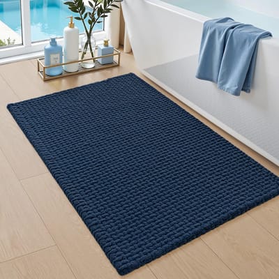Badmat 50 x 80 cm, Absorberend en Antislip Badmatten, Zacht en Snel Droog, Machinewas Badtapijt voor Badkamer, Bad en Douche, Blauw