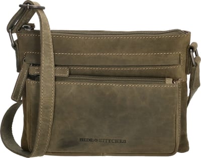 Hide & Stitches Idaho Crossbody Schoudertas - 100% Leder - Leren Dames Tas - Olijfgroen