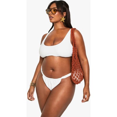 boohoo Dames Plus Swimwear Essentials Tanga Slip | White | Maat: 18