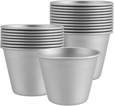 Dailygoods- Dariole Mallen 20 Stuks - Puddingvorm met Deksel - Muffinblikken - Individuele Puddingen - 7 x 4,2 x 5,6 cm - Aluminium