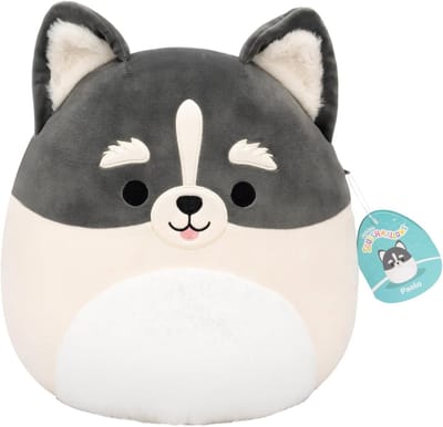Pluche Pomsky Hond - Knuffel Dier - Fantasierijk Spel - Zacht Polyester Materiaal - 30 cm Groot - Grijs en Wit