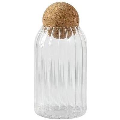 500-1300ml Glazen Gestreepte Luchtdichte Voorraadpot met Kurkstop Keuken Opbergdoos Koffiebonen Noten Snoep Voedsel Kruiden Container
