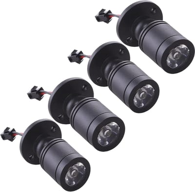 Kleine plafondspots 3W - Mini-opbouwspot met transformator voor glazen vloeren en meubels - Set van 4 stuks - Zwart