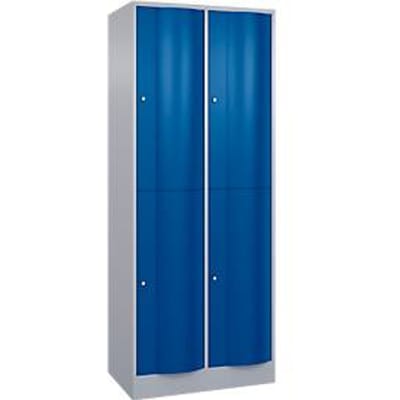C+P Garderobekast Resisto, 2 vakken, 4 legborden, B 772 x D 540 x H 1950 mm, blank aluminium/ gentiaanblauw