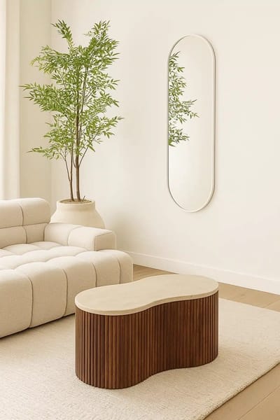 Nordic Style® Ovale spiegel 150x45cm - Mat Wit - Scandinavische Spiegels - Ovaal - Pas spiegel - Staande spiegel - Kleedkamer spiegel - Pas