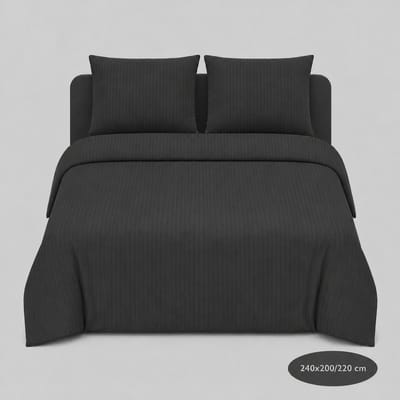 Gestreept Dekbedovertrek - Zwart - 200x200/220 cm - Zacht & Ademend - Strijkvrij - Inclusief Kussenslopen - Hotel Luxe Uitstraling