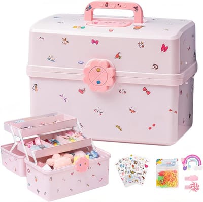 Haaraccessoires Organizer - Opberger Clips Strikjes - Baby Haar Netjes Houden - Drievoudige Laag Scheiding - 29x16x16cm - Roze