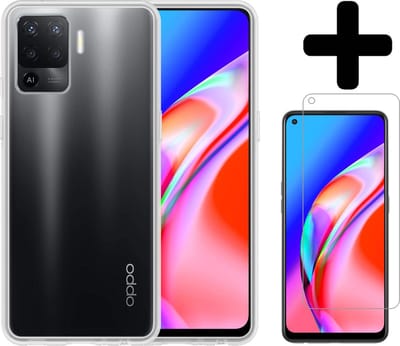Hoesje - Met Screenprotector - Geschikt voor OPPO A94 - Sterk & Shockproof - Back Cover - Siliconen Case - Telefoon Hoes - Telefoonhoesjes - Transparant
